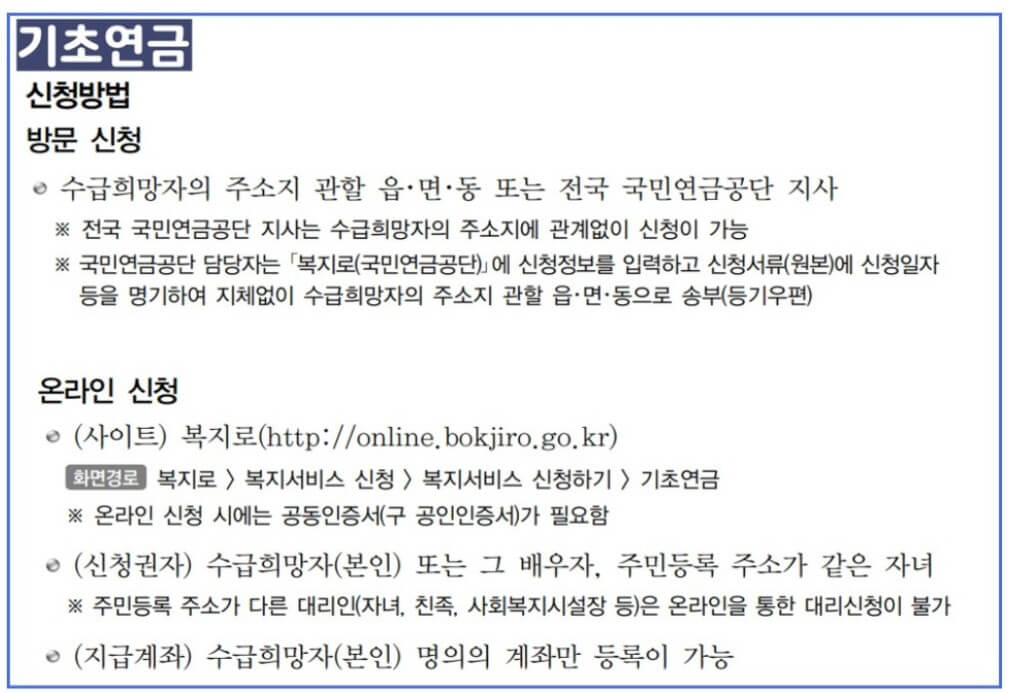 노령연금 신청방법