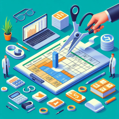 다양한 데이터 분석 도구와 작업 장면이 그려진 키보드.