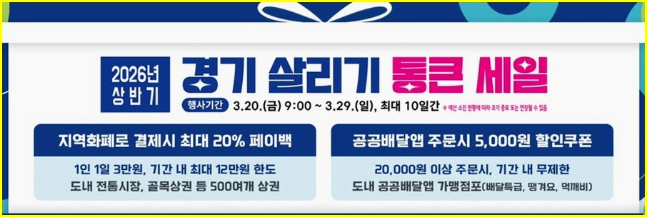 경기 통큰세일 할인 및 지역화폐 사용 총정리 12만원 얻는방법