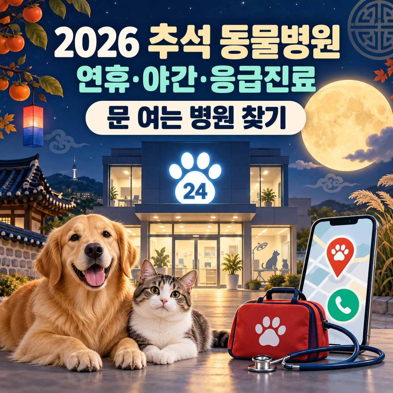 2026 추석 연휴 문 여는 동물병원 찾기｜반려동물 야간&middot;응급 진료 확인법