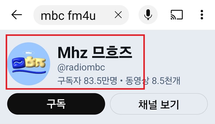 MHZ 므흐즈 채널 보임