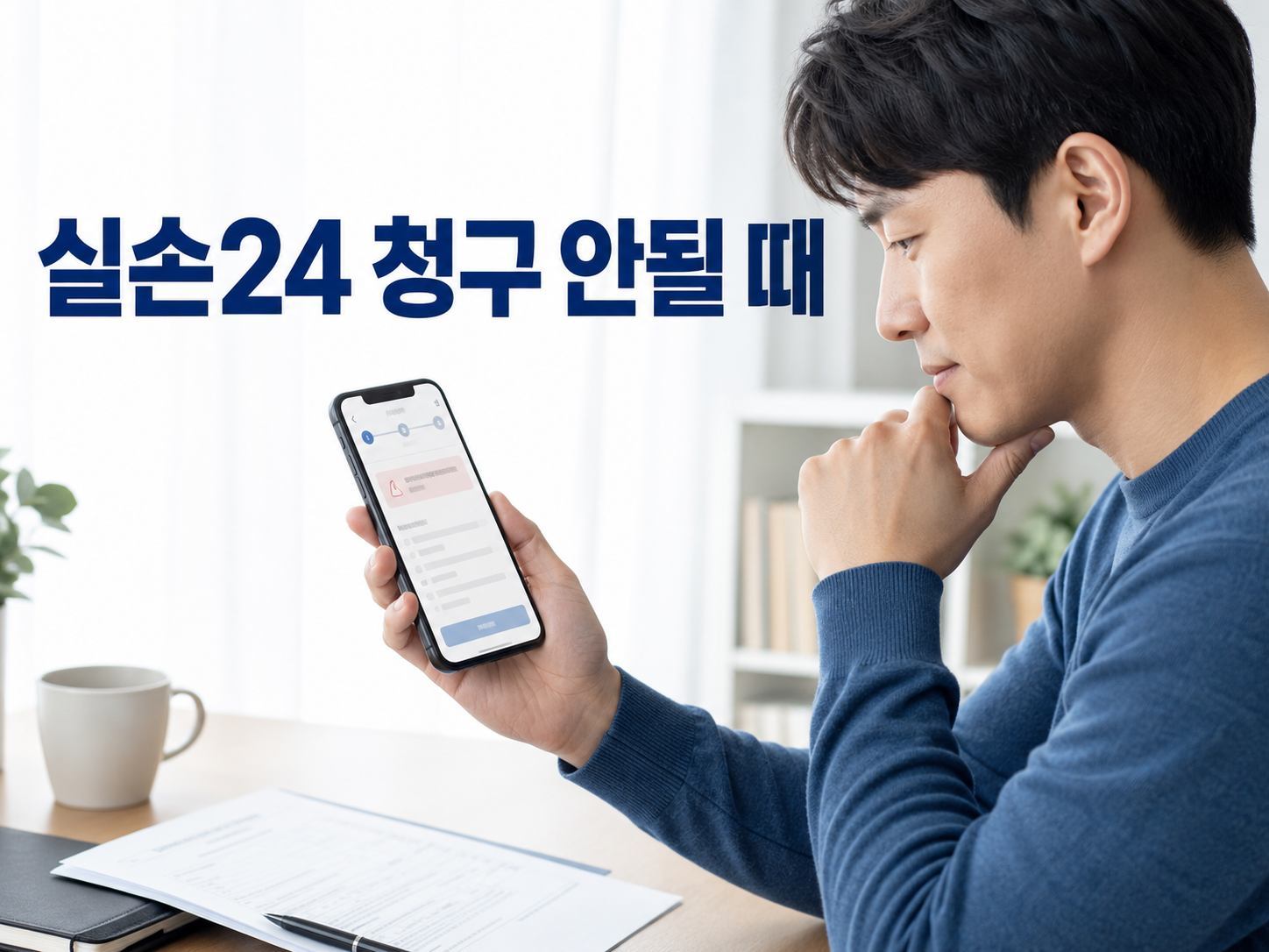 실손24 청구 오류 확인하는 남자