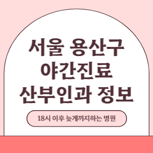 서울 용산구 야간진료 산부인과 병원 (18시 이후 늦게까지하는 병원)