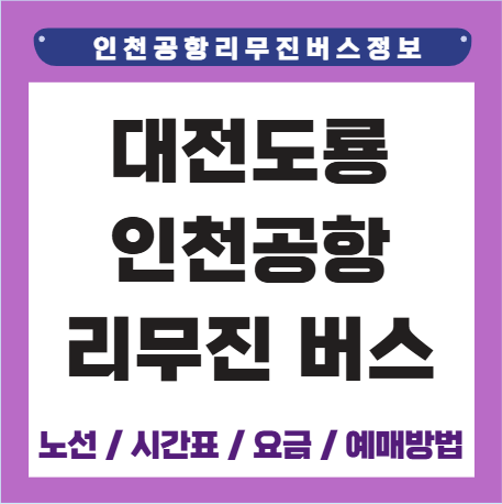 대전도룡 인천공항 리무진 버스 시간표 요금 예매방법