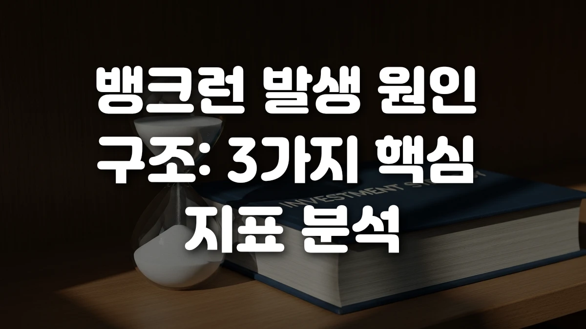 뱅크런 발생 원인 구조 3가지 핵심 지표 분석