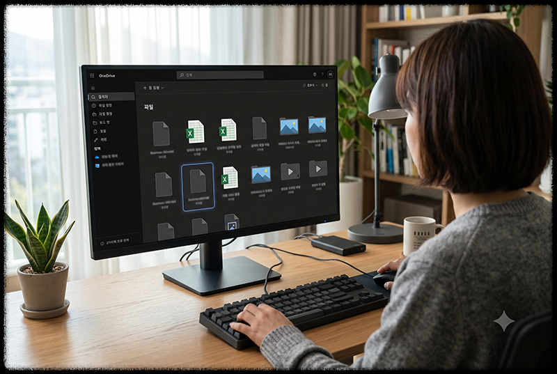 OneDrive 웹사이트에서 사라진 파일을 이름으로 검색하는 모습