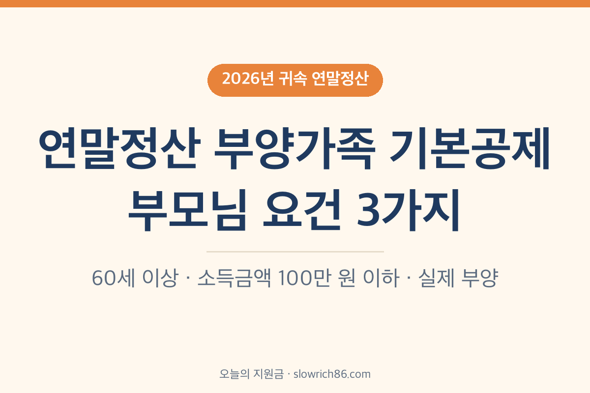 연말정산 부양가족 기본공제 요건 2026 부모님 나이 소득 부양