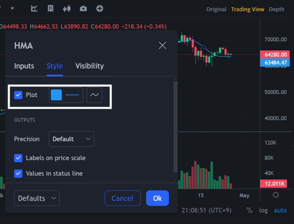 이동평균선 굵기 설정