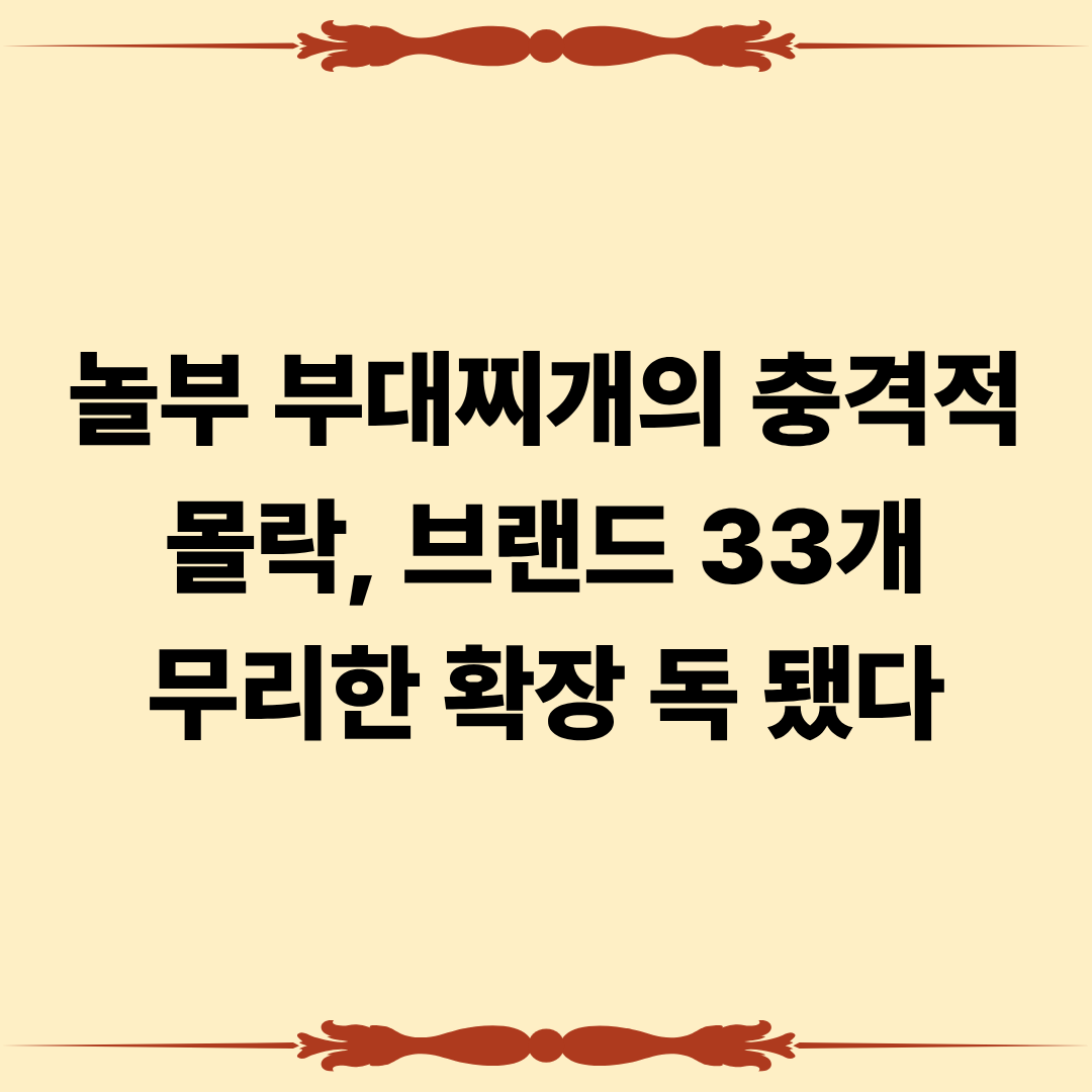 놀부 부대찌개의 충격적 몰락, 브랜드 33개 무리한 확장 독 됐다