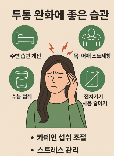 두통완화에 좋은 습관 이미지