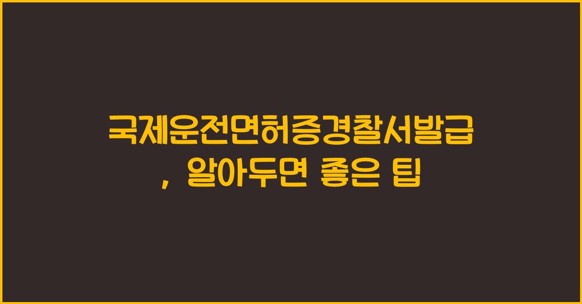 국제운전면허증경찰서발급