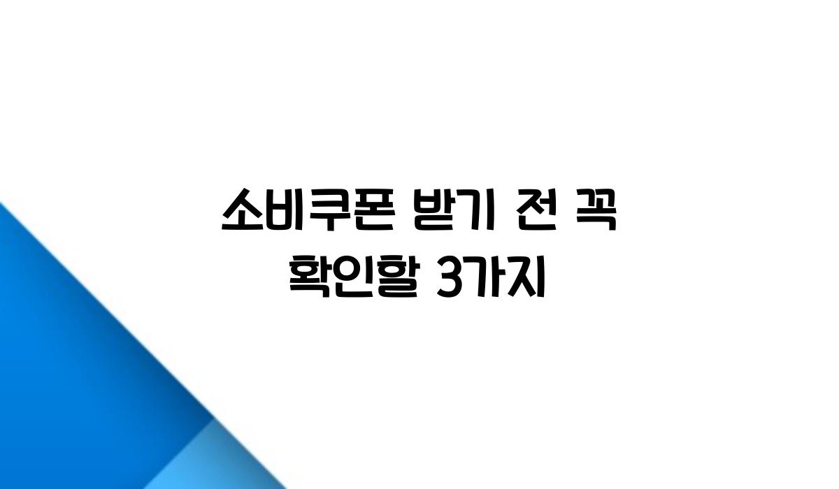 소비쿠폰 받기 전 꼭 확인할 3가지