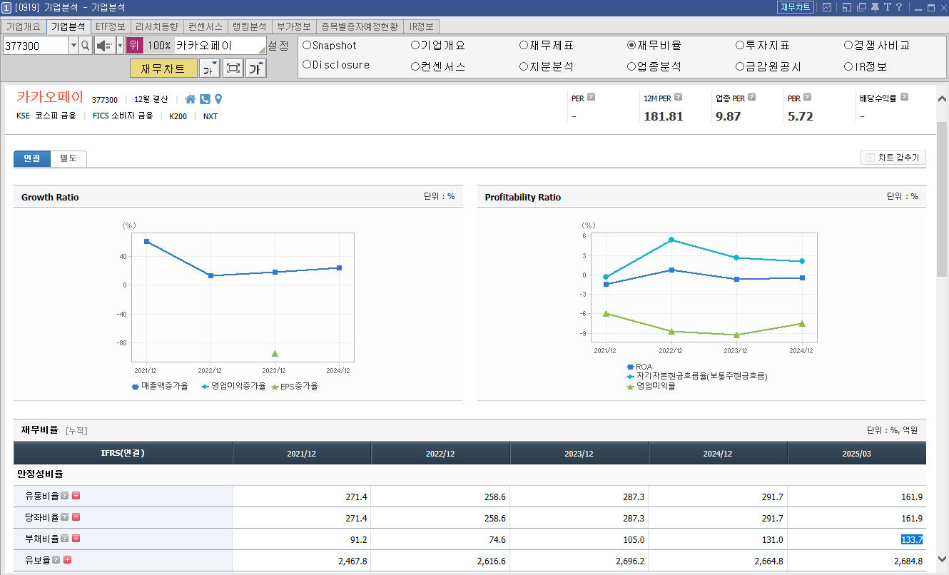 카카오페이 재무비율
