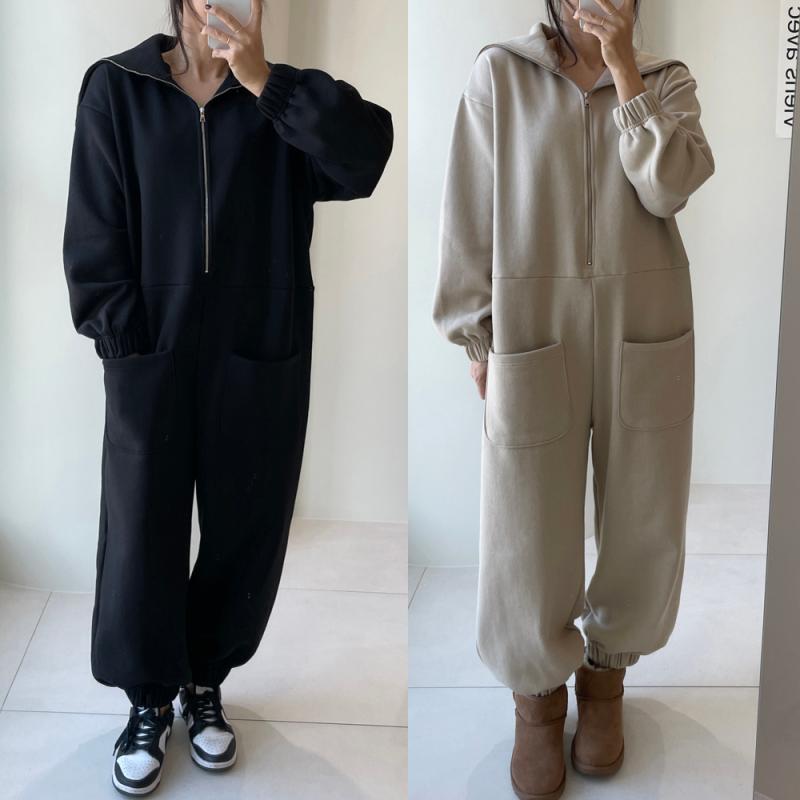 기모 빅카라 세일러 집업 빅사이즈 점프슈트