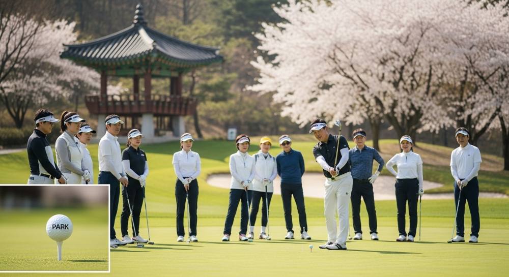 파크골프 지도사가 강습하는 사진