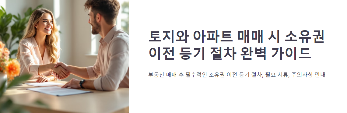 토지와 아파트 매매 시 소유권 이전 등기 절차