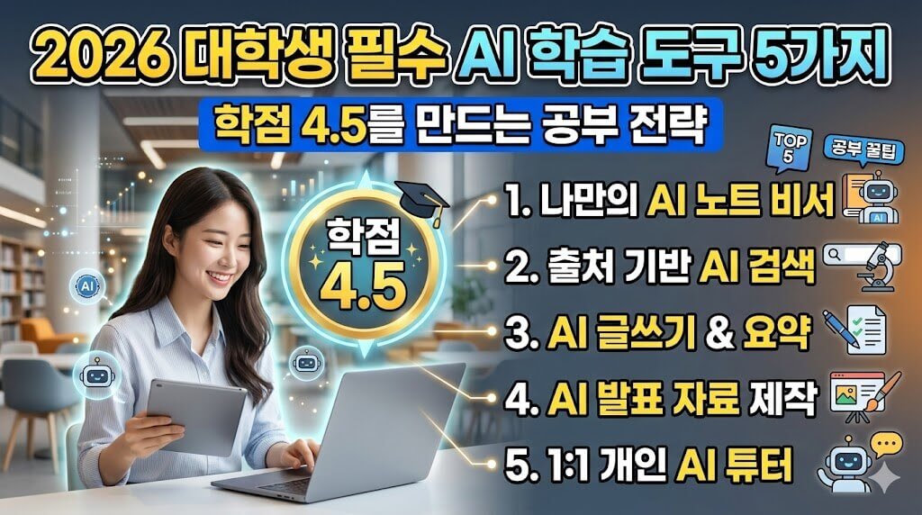 AI 학습 도구로 학점 4.5 만드는 5가지 전략