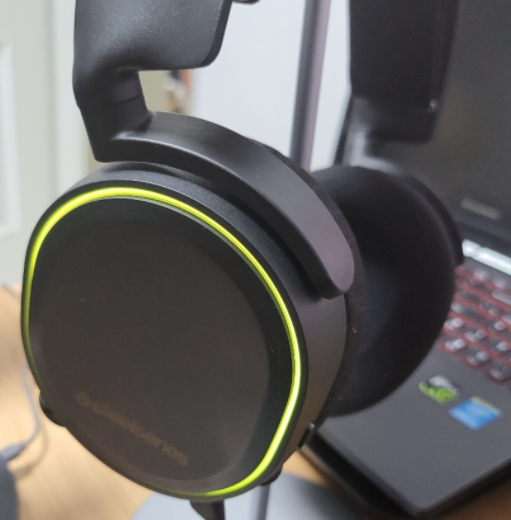 스틸시리즈 아크틱스 헤드셋 들고 찍은 사진