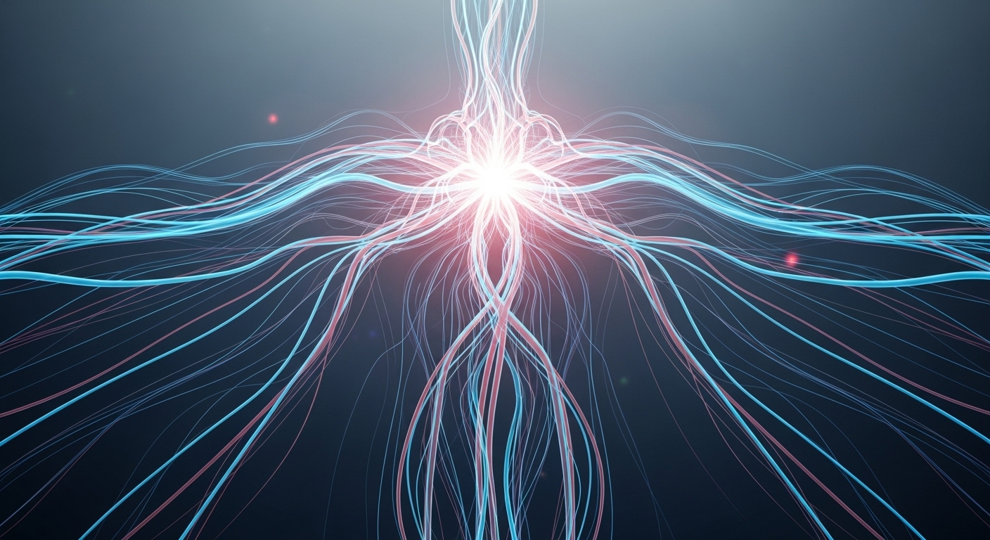 코어 강화로 활성화된 신진대사와 원활한 혈액순환을 보여주는 추상적인 이미지