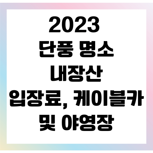 내장산 입장료