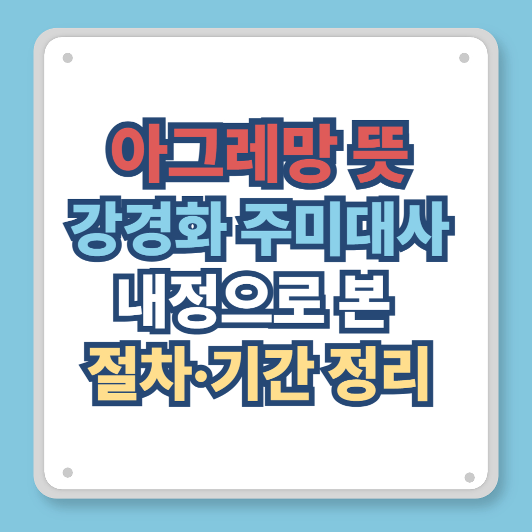 아그레망 뜻|강경화 주미대사 내정으로 본 절차·기간 정리