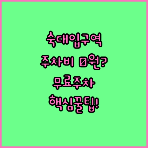 숙대입구역 근처 저렴한 주차장 위치와..