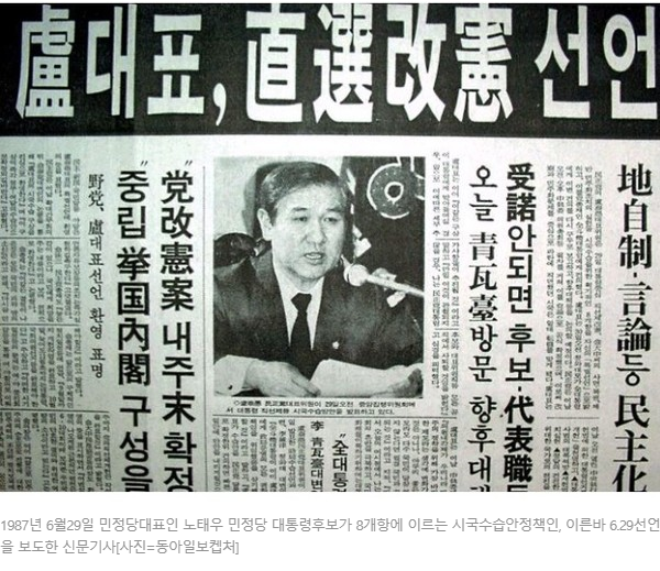 6·29 선언 발표하는 노태우