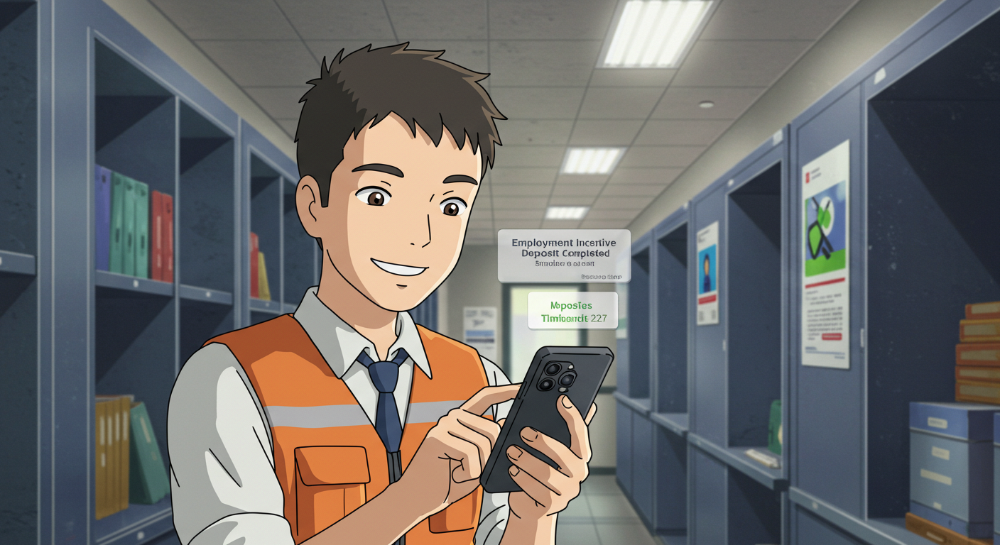 근로장려금 입금 완료 알림을 확인하는 직장인