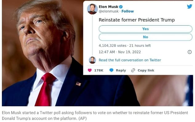 세계 최고의 부자 머스크, 트럼프의 정지 트위터 계정 풀어줘 Twitter: ‘Reinstate Former President Trump’