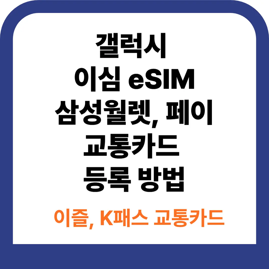 갤럭시 이심 사용자 삼성월렛 교통카드 등록 방법, K패스 이즐 티머니