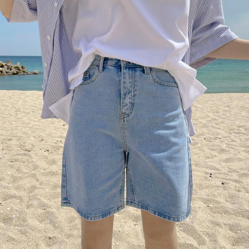 (3XL까지/빅사이즈) 5부 하이웨스트 와이드 데님 여자 청 반바지