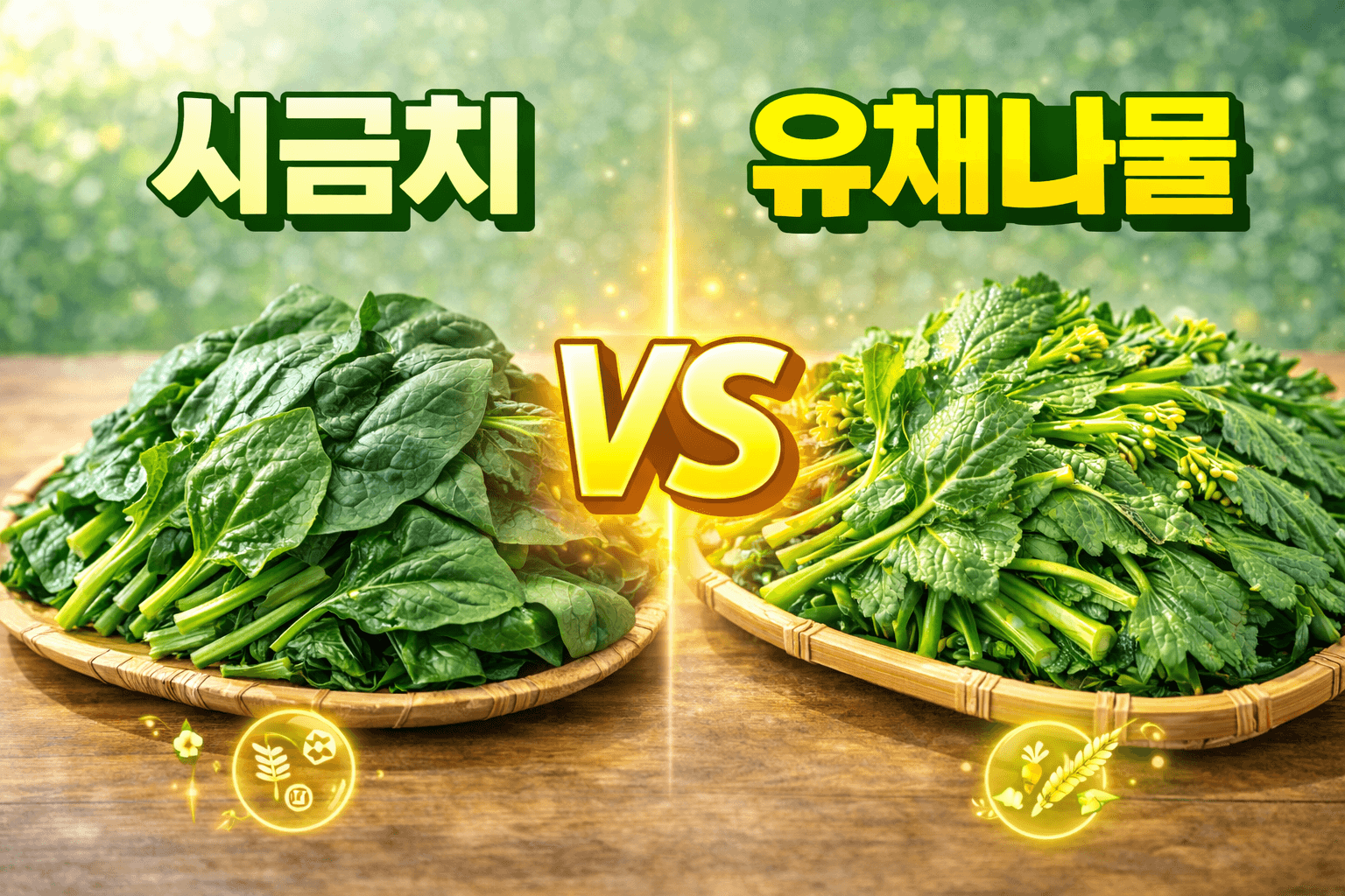 시금치 vs 유채나물 (영양, 맛, 활용)