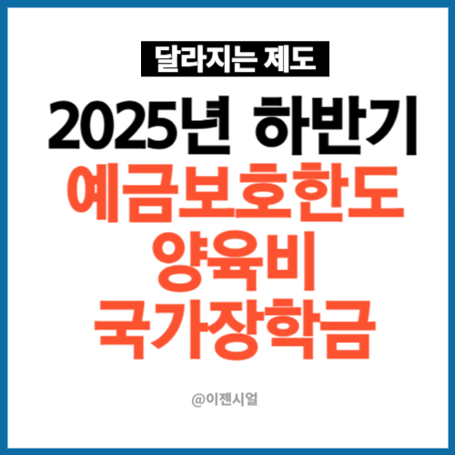 2025년 하반기 예금보호한도 양육비 국가장학금 등 달라지는 제도