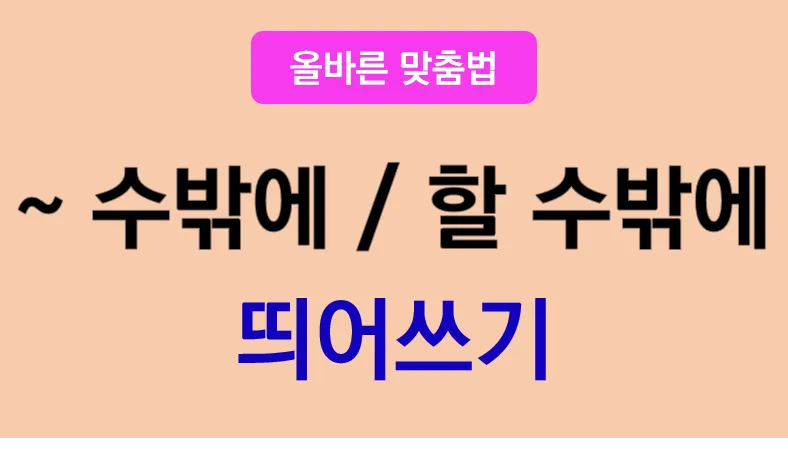 할 수 밖에 띄어쓰기 맞춤법 사용예시_1