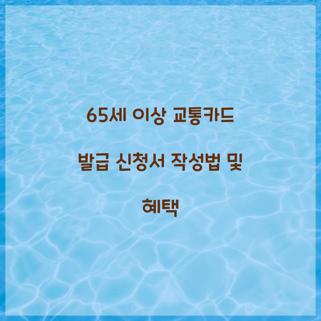 65세이상 교통카드 발급