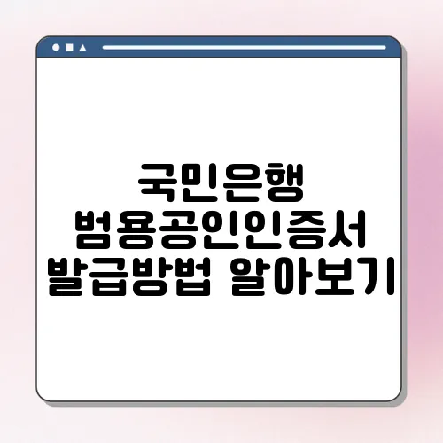 국민은행 범용공인인증서 발급방법 알아보기