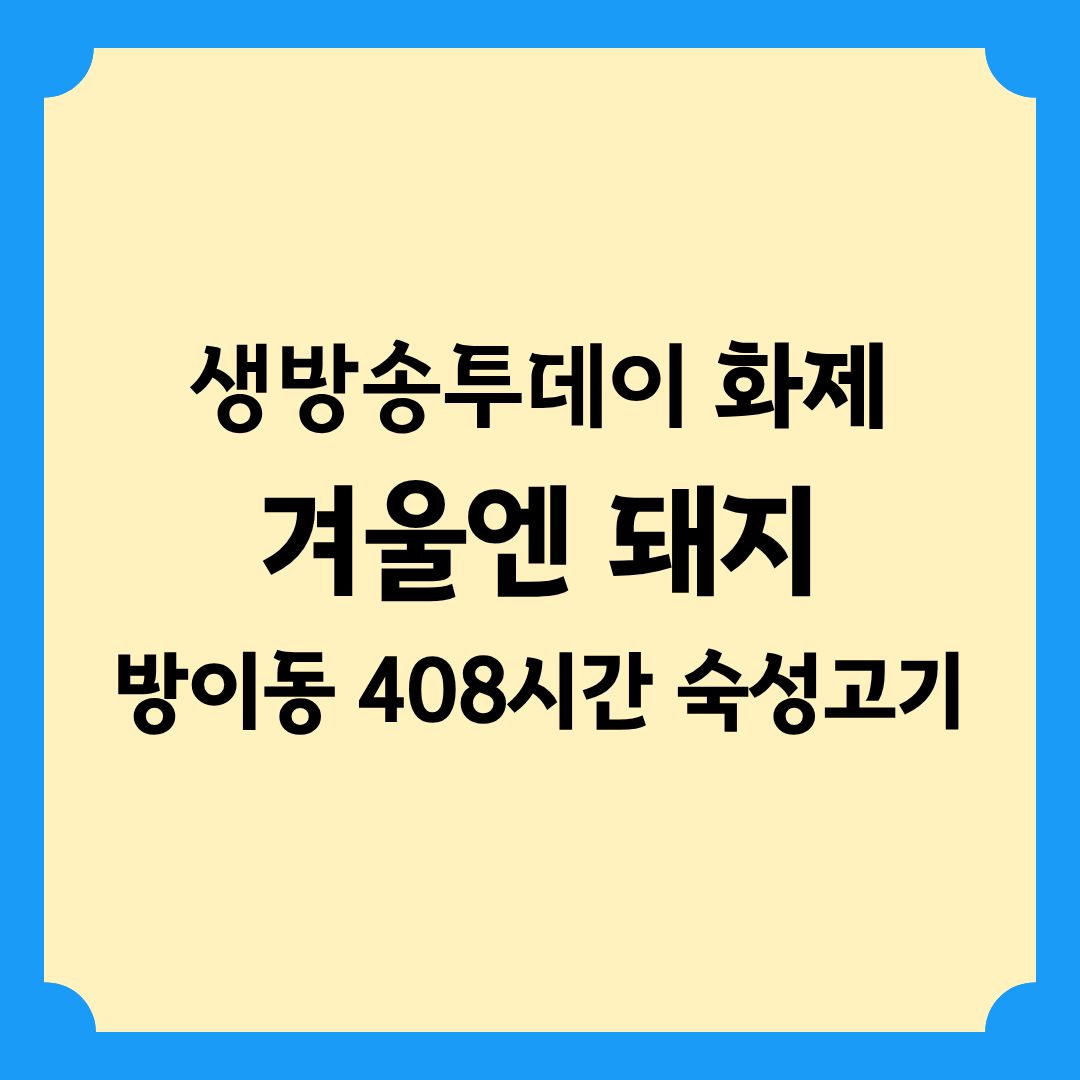 생방송투데이 화제 겨울엔 돼지 408시간 숙성 고기