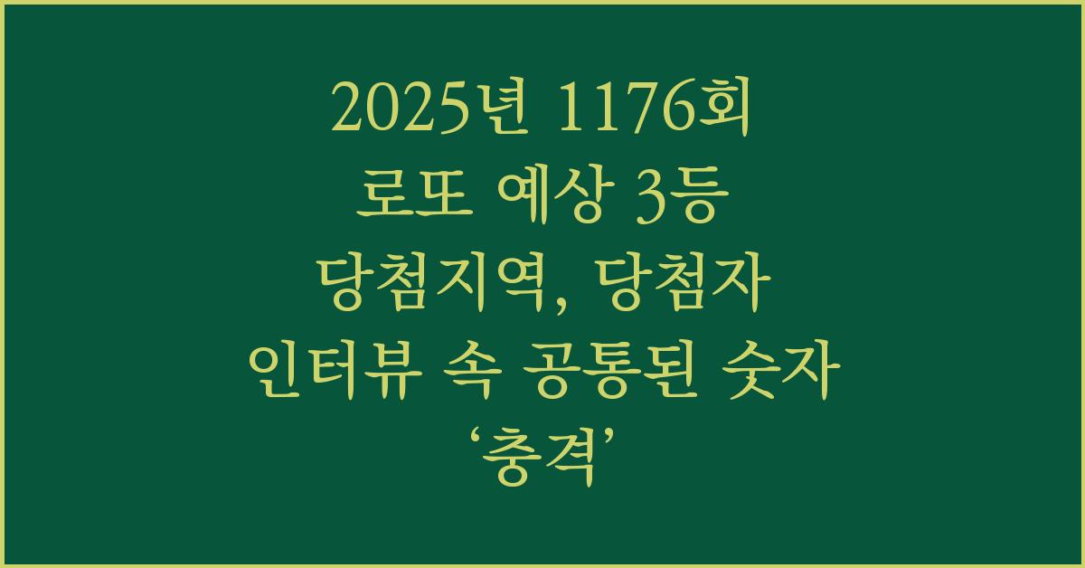 2025년 1176회 로또 예상 3등 당첨지역, 당첨자 인터뷰 속 공통된 숫자 ‘충격’