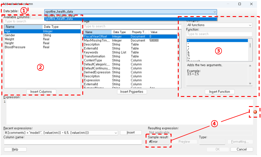 spotfire calculated column
