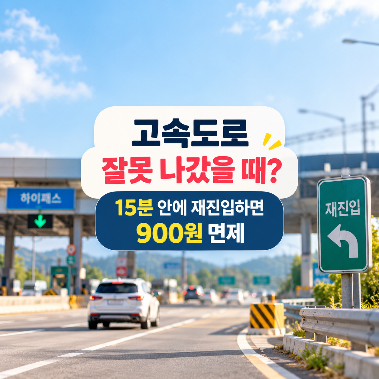 고속도로 잘못 나갔을 때 요금｜15분 내 재진입하면 900원 면제