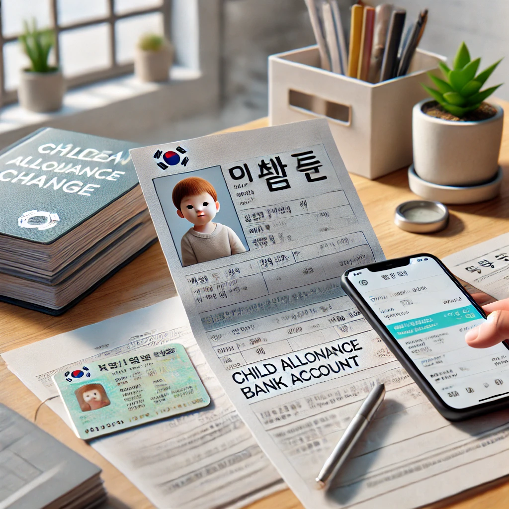 아동수당 계좌 변경을 위한 신분증과 통장 준비 모습