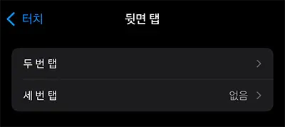 뒷면 탭 동작은 두 번 탭, 세 번 탭 으로 구분해 지정할 수 있다.