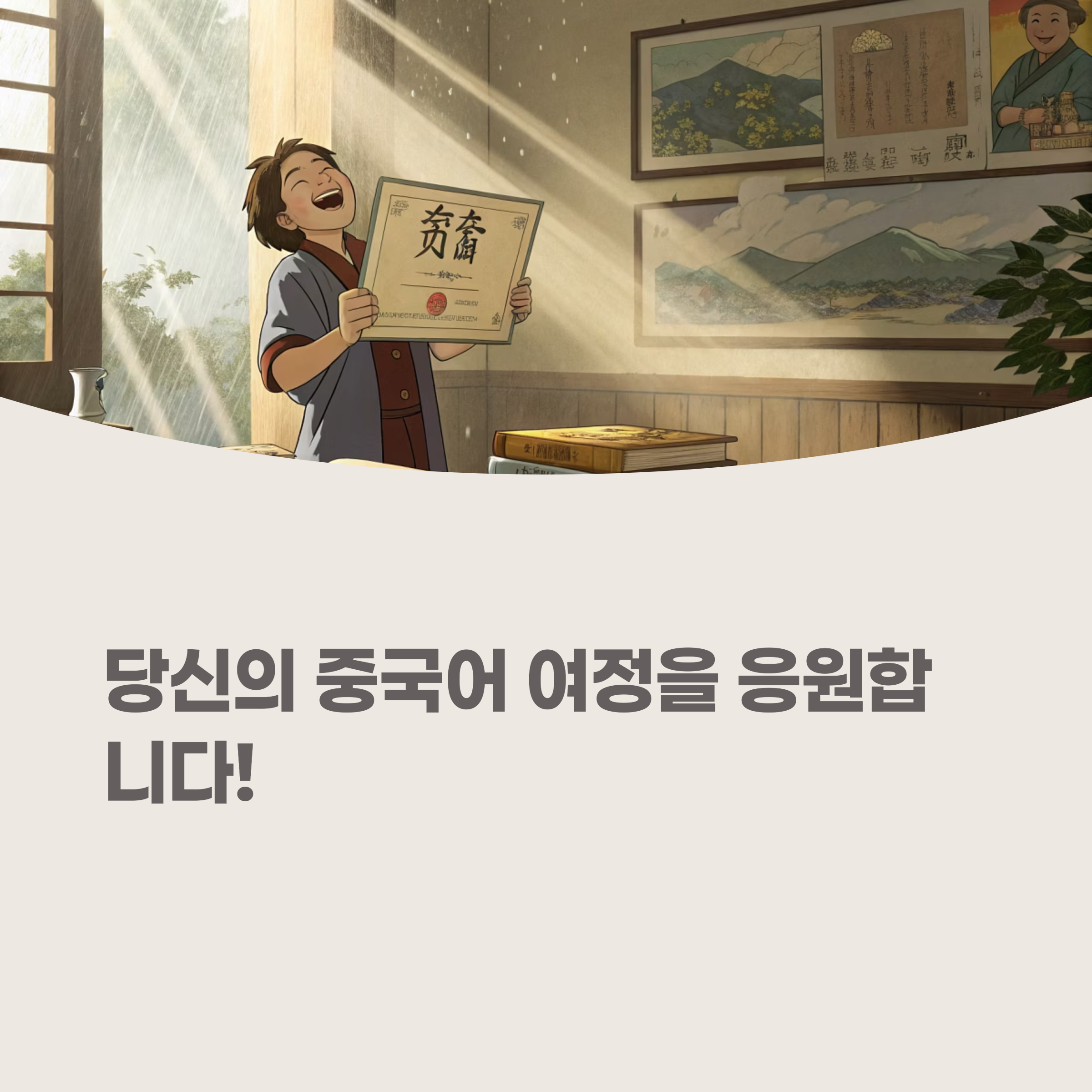 중국어 학습의 성장을 상징하는 이미지 (예: 새싹이 자라는 모습)