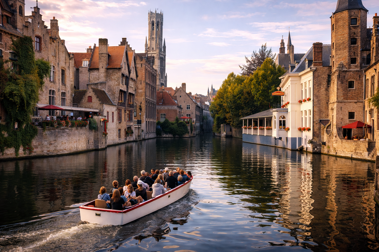 브뤼헤 - 운하보트 사진