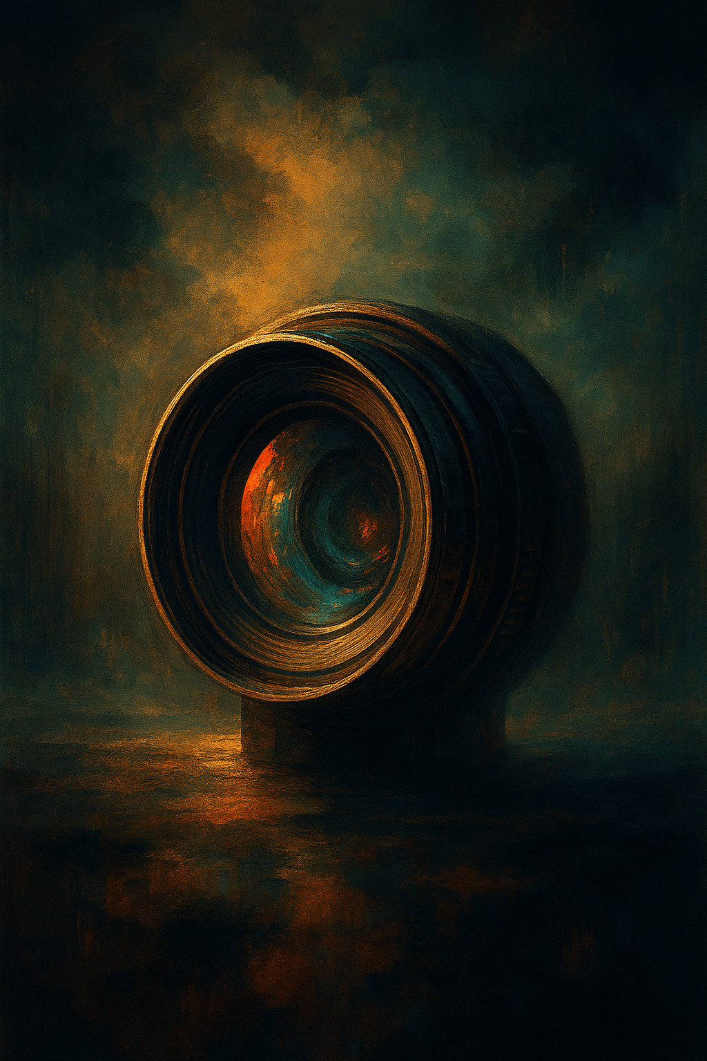 카메라 렌즈를 철학적으로 표현한 상징적 이미지