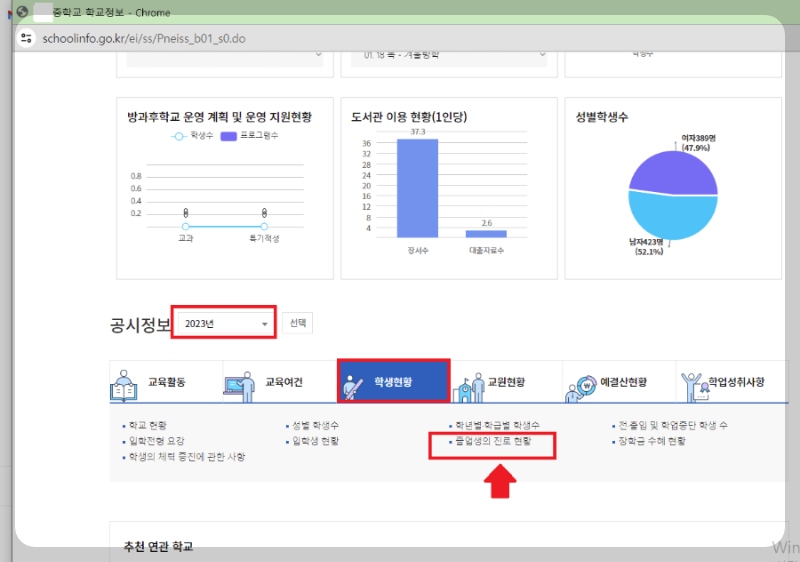 학교알리미-졸업생의-진로현황