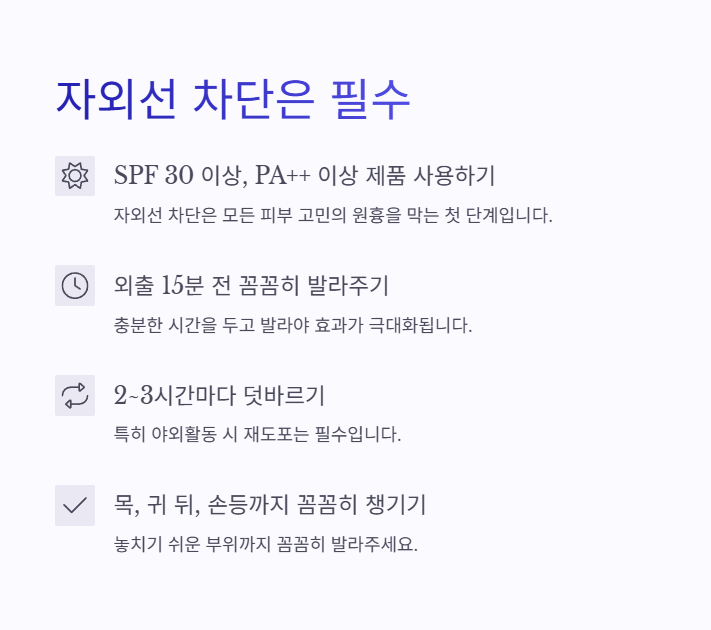 여름철 피부관리 자외선 차단은 필수