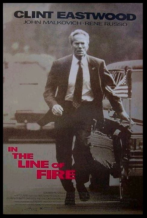 클린트 이스트우드, 존 말코비치 주연 영화 사선에서 포스터.