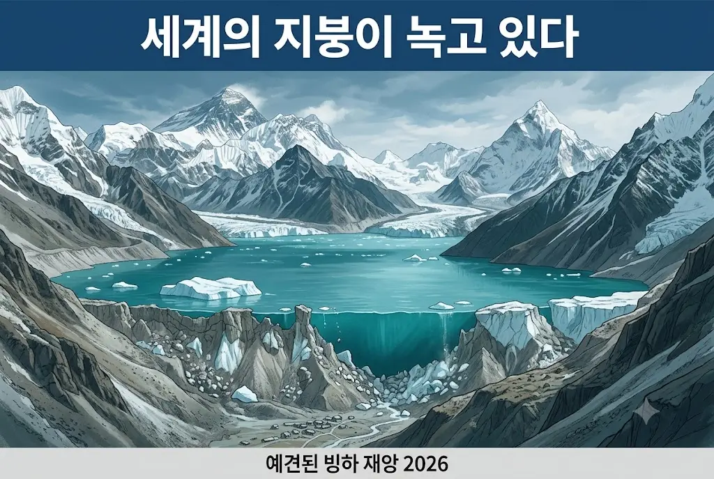 빙하가 녹아있는 호수 이미지