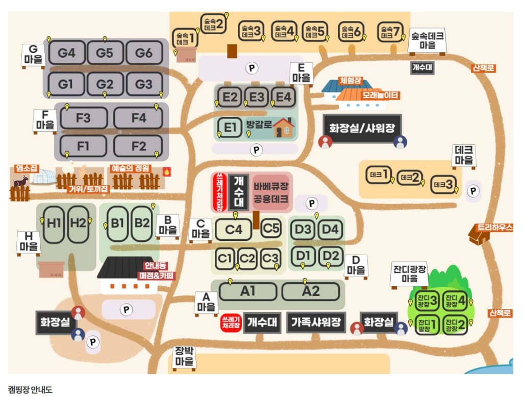 비손농장 캠핑장 안내도